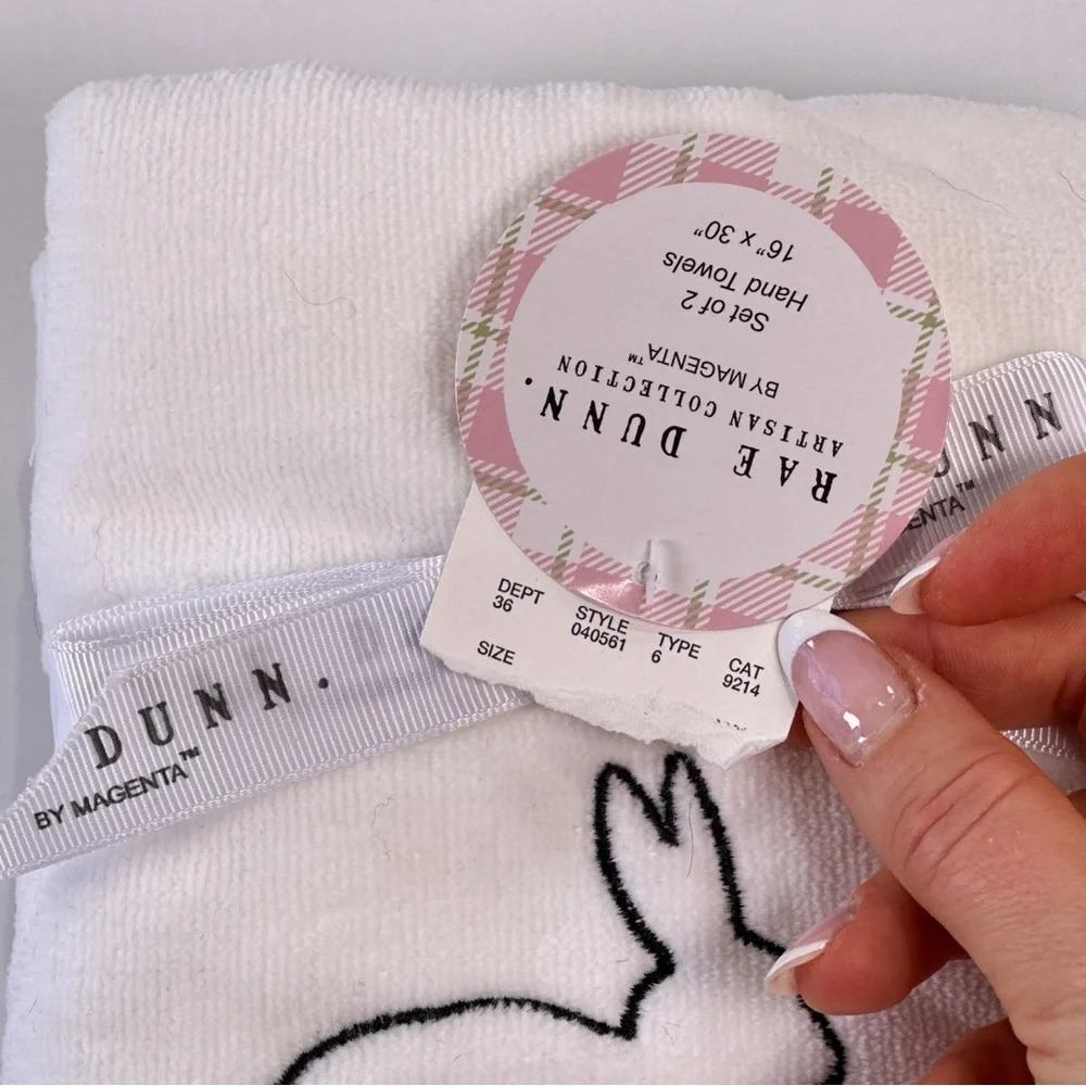 Rae Dunn Easter Hand Towels Hippity Hoppity Set of Two